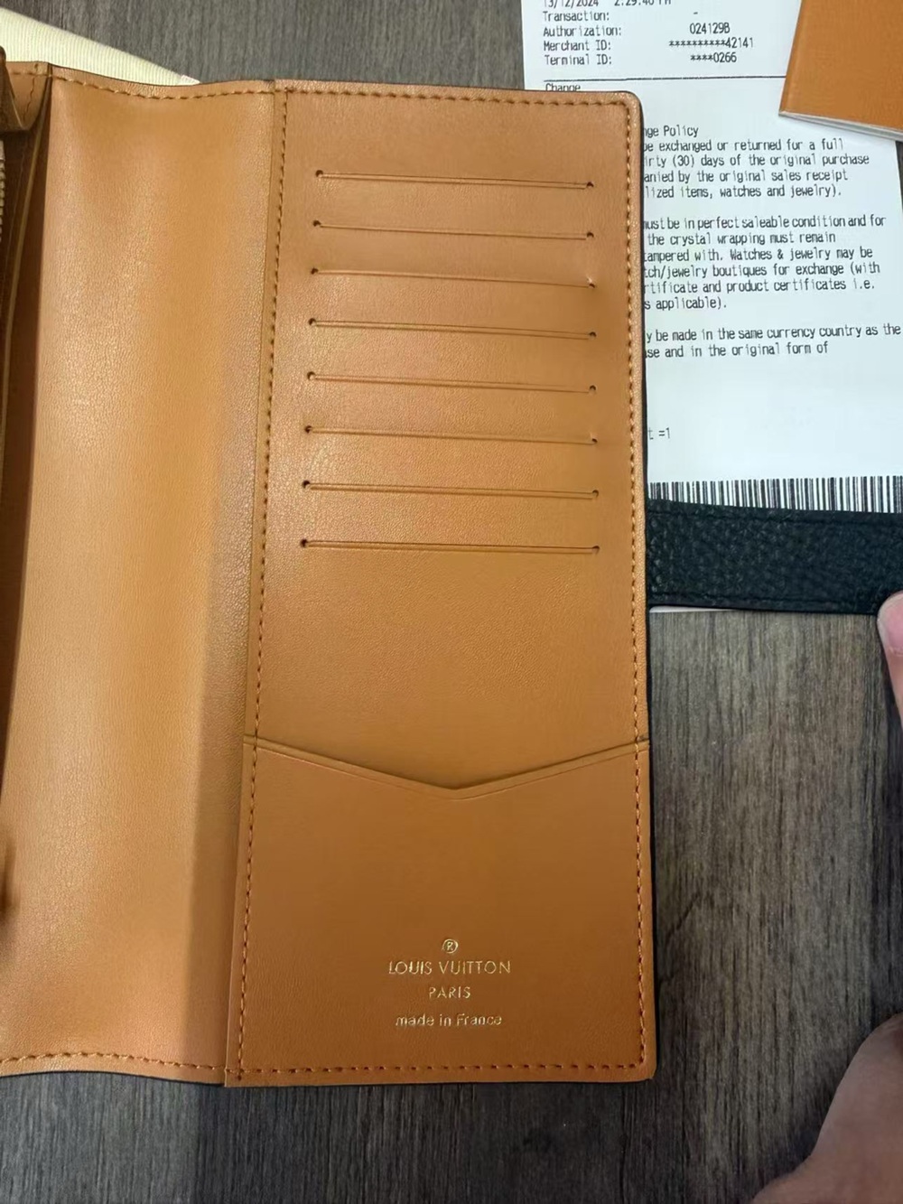Louis Vuitton Black Pebbled Leather Long Wallet with Gold LV Emblem - Picture 12 of 16